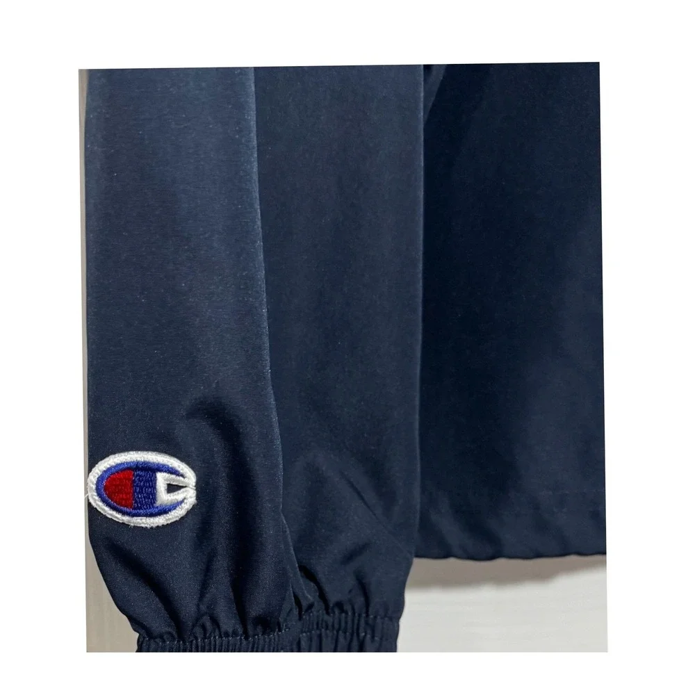 Champion Windbreaker Navy Blue Half Zip Hooded Anorak Mens Size Medium Jacket